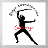 Ninja Swordswoman Silhouette Thunder_Cove ポスター (正面)