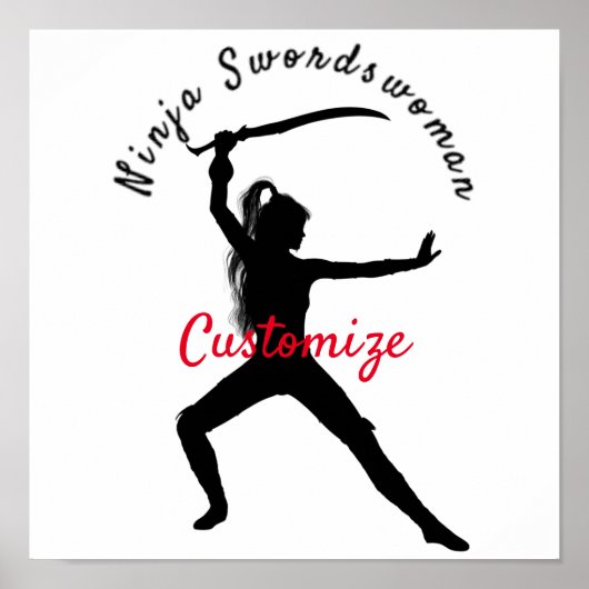 Ninja Swordswoman Silhouette Thunder_Cove ポスター (正面)