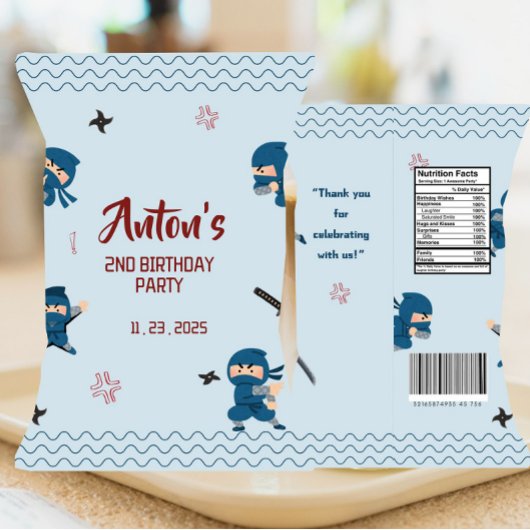 Ninja Warrior Birthday Favor Chip Bag Wrapper チラシ