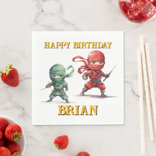 Ninja Warrior Birthday Party スタンダードランチョンナプキン (インサイチュ)