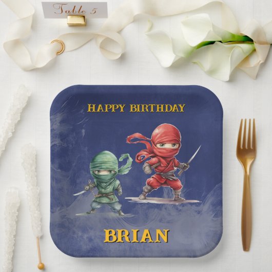 Ninja Warrior Birthday Party ペーパープレート (ウェディング)
