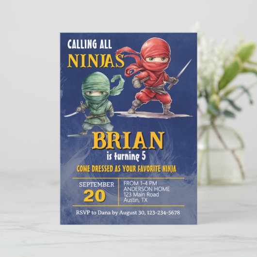 Ninja Warrior Birthday Party 招待状 (スタンド正面)