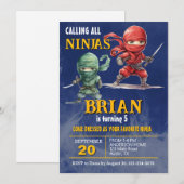 Ninja Warrior Birthday Party 招待状 (正面/裏面)