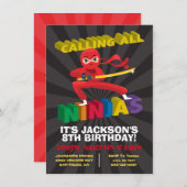 Ninja Warrior Birthday Party 招待状 (正面/裏面)