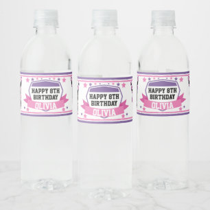 Ninja Warrior Girl Pink Purple Birthday Drink ペットボトルラベル