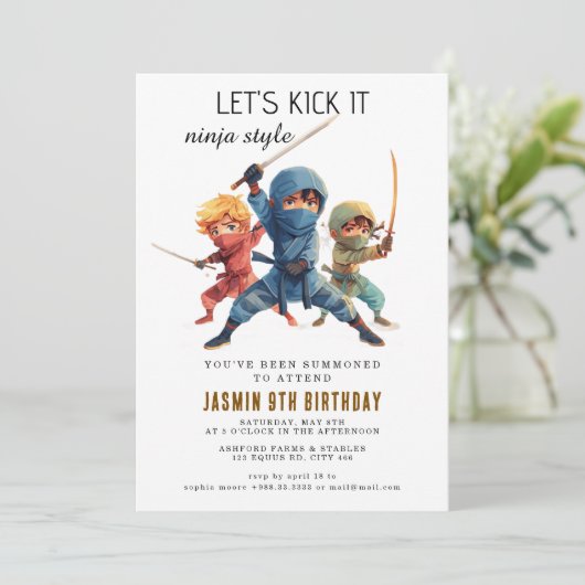 Ninja Warrior Kids Birthday Party 招待状 (スタンド正面)