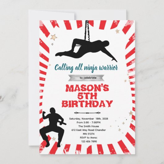 Ninja warrior party Invitation 招待状 (正面)