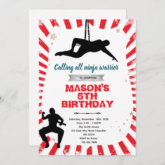 Ninja warrior party Invitation 招待状 (正面/裏面)
