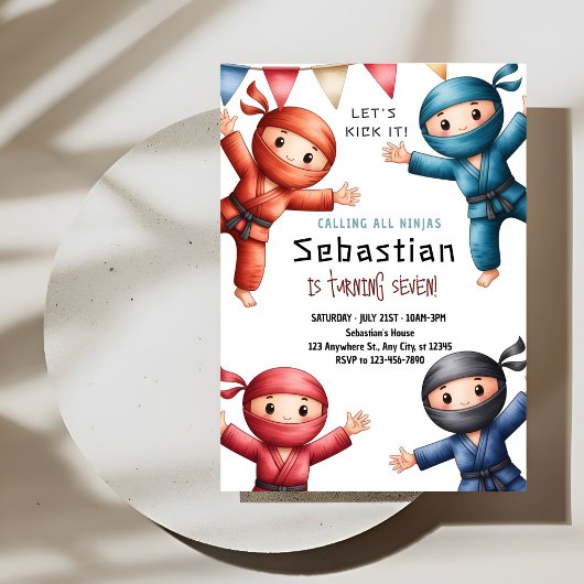 Ninja Warriors Karate Birthday 招待状