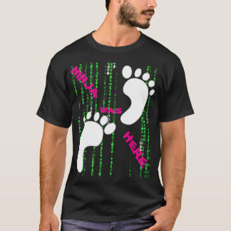 NINJA WAS HERE 1X001 レッドマトリックス ブラック by SAMURAI F Tシャツ