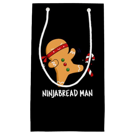 Ninjabread Man おもしろい Gingerbread Pun Dark BG スモールペーパーバッグ (正面)