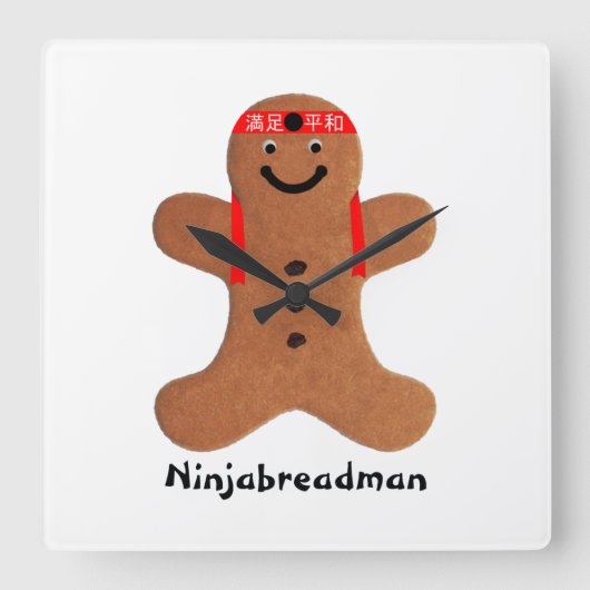 Ninjabreadman biscuit (cookie)アクリル時計 スクエア壁時計 (正面)