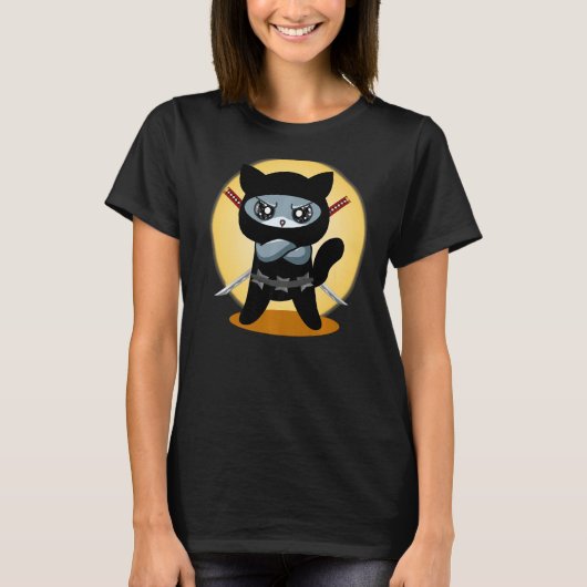 Ninjato Katanaのゲーム猫忍者悪いゲームc Tシャツ (正面)