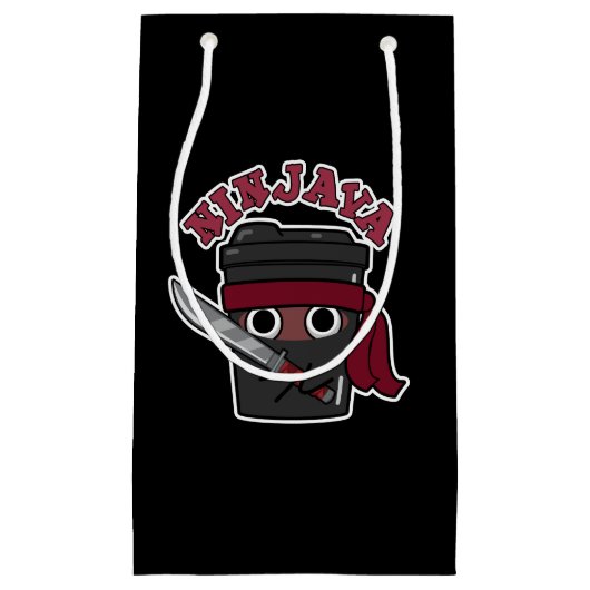 Ninjavaおもしろい忍者JavaコーヒープンダークBG スモールペーパーバッグ (正面)