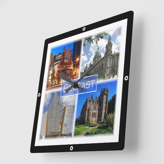 NIR003 BELFAST，北アイルランド， スクエア壁時計 (傾斜)