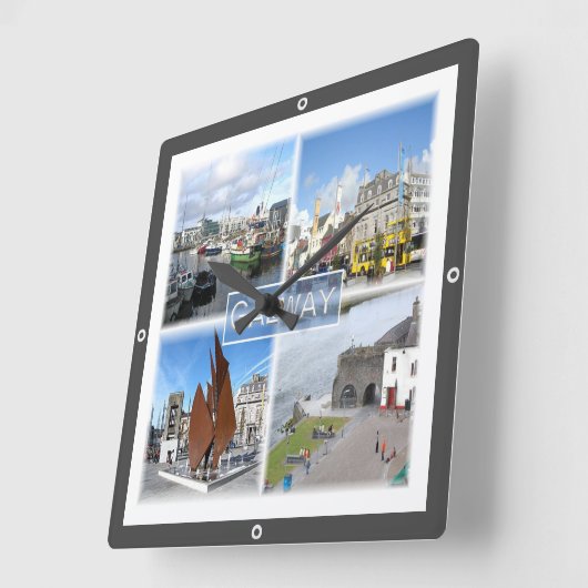 NIR004 GALWAY，アイルランド， スクエア壁時計 (傾斜)