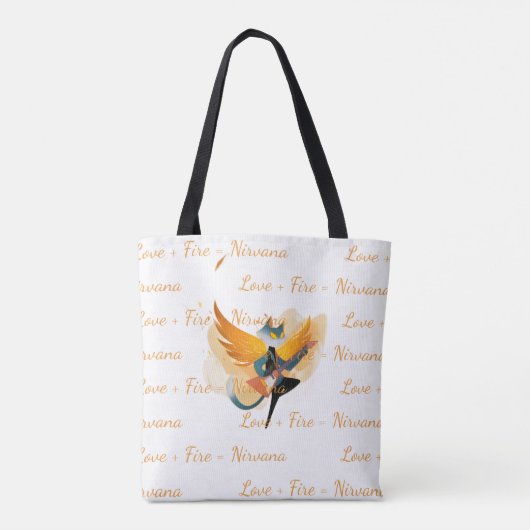 Nirvana Cat with Guitar & Wings – White Tote Bag w トートバッグ (裏面)