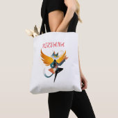 Nirvana Cat with Guitar & Wings – White Tote Bag w トートバッグ (クローズアップ)
