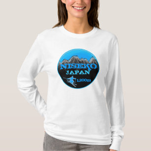 Niseko日本の青いスキー芸術の高度のフード付きスウェットシャツ Tシャツ
