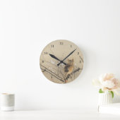 Nishimura Gounのフクロウの芸術著早いプラム花 ラウンド壁時計 (ホーム)