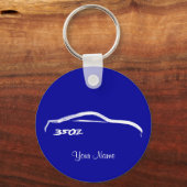 Nissan 350Zホワイトブラシストロークのロゴを青に キーホルダー (正面)