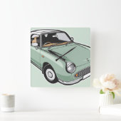 Nissan Figaro Emerald Green スクエア壁時計 (ホーム)