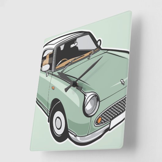 Nissan Figaro Emerald Green スクエア壁時計 (傾斜)