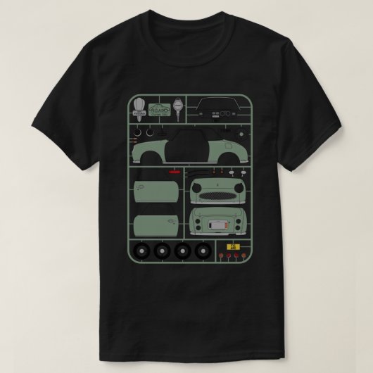 Nissan Figaro in Emerald Green Plastic Model Kit - Tシャツ (デザイン正面)