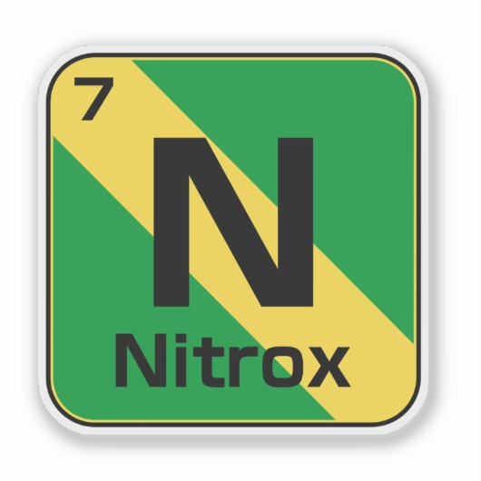 Nitrox Scuba Diver Flag Periodic Table Sticker シール (正面)