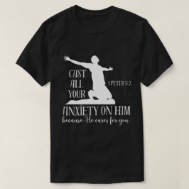 NIV聖書 1ペテロ 5:7 あなたのすべての心配を彼にゆだねりなさい Tシャツ