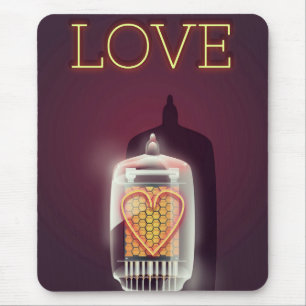 Nixie Tube 'Love'ヴィンテージポスター マウスパッド