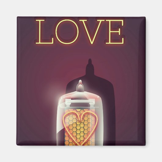 Nixie Tube 'Love'ヴィンテージポスター マグネット (正面)