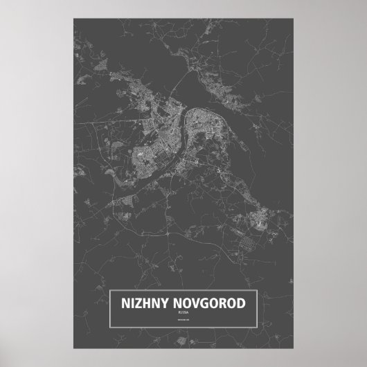 Nizhny Novgorod, Russia (white on black) ポスター (正面)