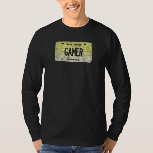 NJおもしろい州バニティライセンスプレートゲーマー Tシャツ (正面)