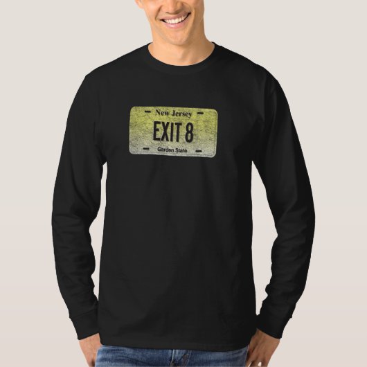 NJおもしろい州ヴァニティライセンスプレート出口8 Tシャツ (正面)
