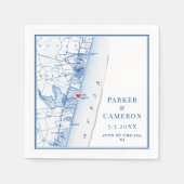 NJの地図ネイビーエレガントブルー結婚ズ スタンダードカクテルナプキン (正面)