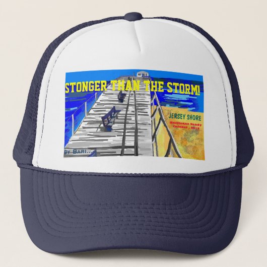 NJの海岸の遊歩道の"嵐"のより強い帽子 キャップ (正面)