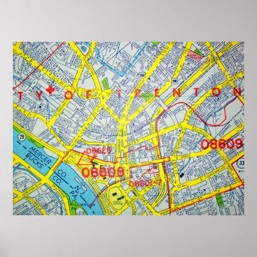 NJヴィンテージ地図ポスター ポスター (正面)