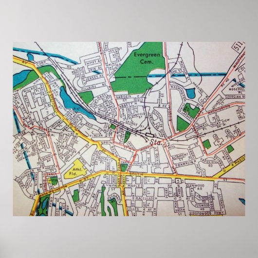 NJヴィンテージ地図ポスター ポスター (正面)