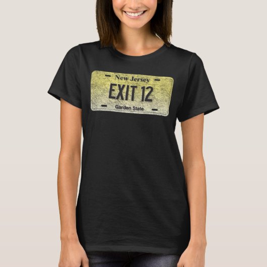 NJ州バニティライセンスプレートEXIT 12 Tシャツ (正面)