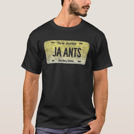 NJ州バニティライセンスプレートJA ANTS Tシャツ (正面)