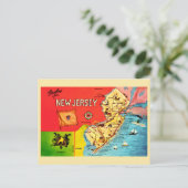 NJ Map of Beaches Bordered Postcard ポストカード (スタンド正面)