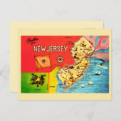 NJ Map of Beaches Bordered Postcard ポストカード (正面/裏面)