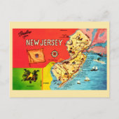 NJ Map of Beaches Bordered Postcard ポストカード (正面)