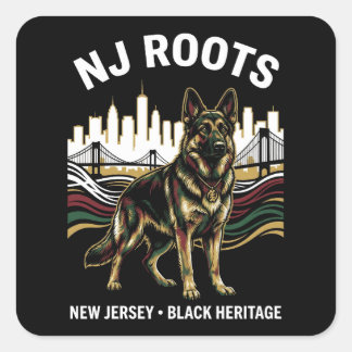 NJ Roots German Shepherd Black Heritage Pride Art スクエアシール