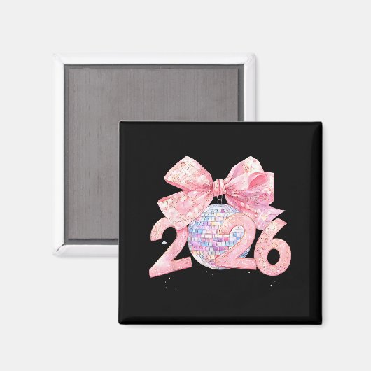 Nk Bow Coquette Disco Ball Happy New Year 2026  マグネット (正面/裏面)