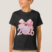 Nk Bow Coquette Disco Ball Happy New Year 2026  Tシャツ (正面)