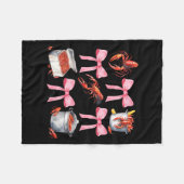 Nk Bow Cute Coquette Crawfish Boil Y2k Girl Aesthe フリースブランケット (正面(横))