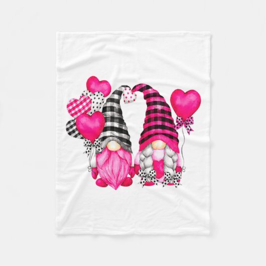 Nk Buffalo Plaid And Heart Balloons Valentines D  フリースブランケット (正面)