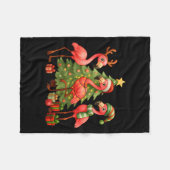 Nk Christmas Flamingos _ Cute Holiday Tree &amp; D フリースブランケット (正面(横))